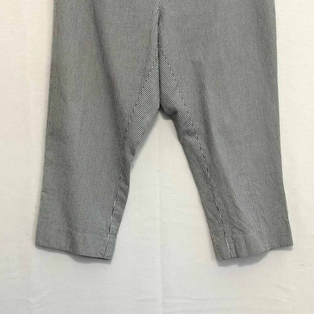 Talbots Signature Striped Seersucker Crop Capri Pants Blue White 16W PETITE